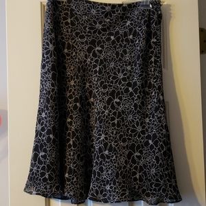 Ann Taylor Black and White Floral Skirt